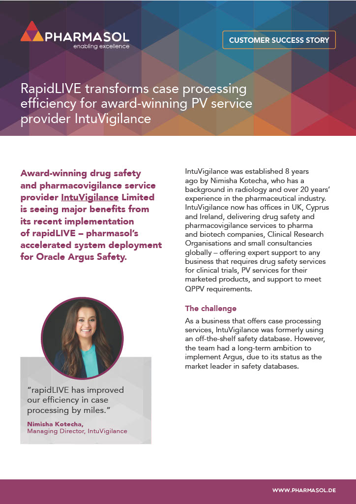 Success story: RapidLIVE transforms case processing efficiency for IntuVigilance